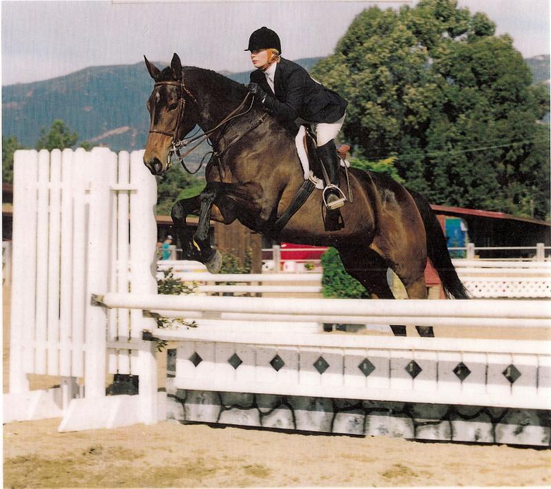 Stephanie Jumping Frankie in Santa Barbara, California